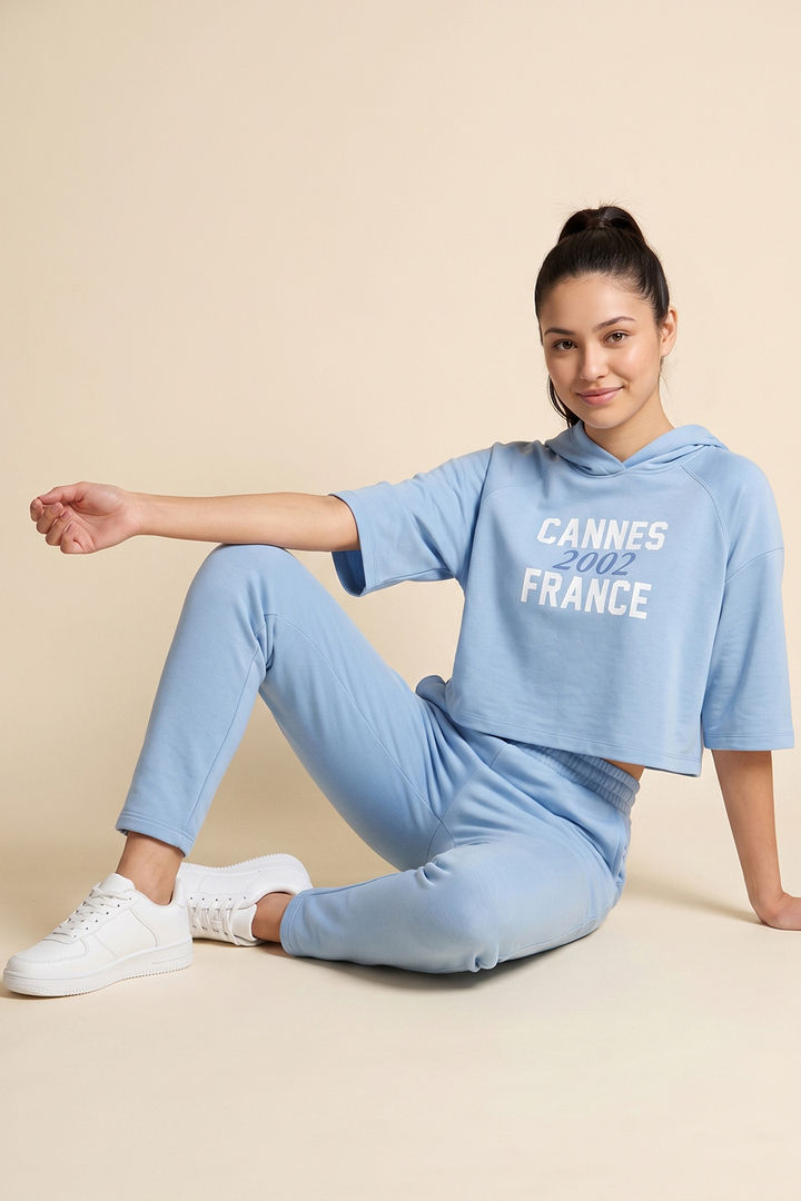 Zivame Athleisure Hooded Sweatshirt - Blue Bell — image 3